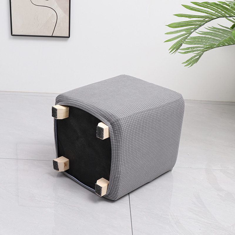 Grenzüberschreitender elastischer wasserdichter Waffelmais-Quadrat-Hocker-Bezug Staubschutz Haus Sofa All-Inclusive niedriger Hocker-Überzug