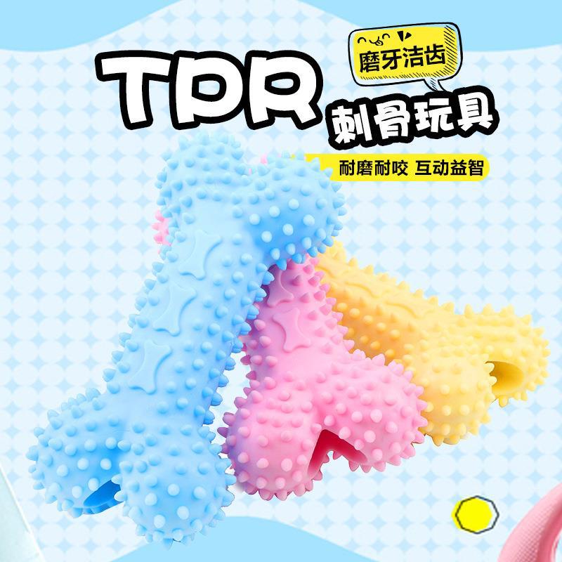 애완 동물 용품 도매 단색 TPR 뼈 피어싱 물린 장난감 어금니 치아 제조 업체 재고 직접 판매