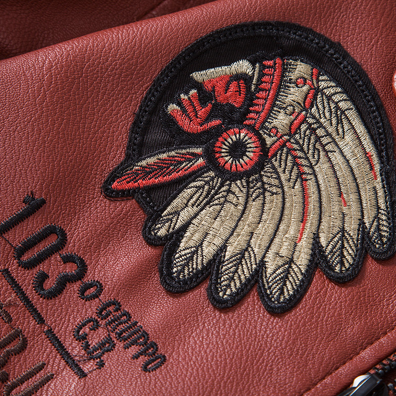 Ανδρικά ρούχα υψηλής ποιότητας όρθιο γιακά κεντημένο δερμάτινο μπουφάν μοτοσικλέτας ανδρικό κοντό στυλ μοντέρνο μάρκα όμορφο λεπτό δερμάτινο τζάκετ μοντέρνο_voghion.com