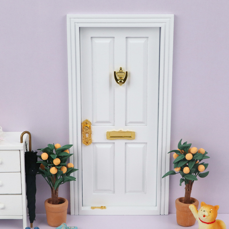 1:12 Dollhouse mini muebles bolsillo Casa de Campo Decoración Accesorios puerta y ventana blanca de cuatro rejillas puerta