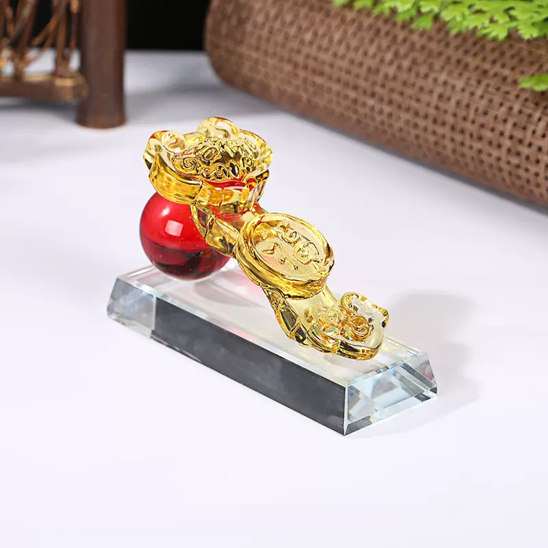 曌世水晶琉璃如意K9摆设乔迁新居礼品家居客厅工艺品玉如意摆件