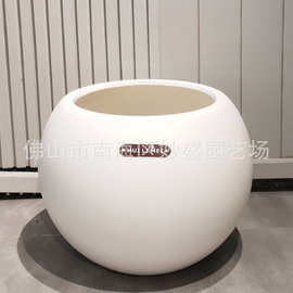 跨境热采大号树脂花盆轻奢高级感简约奶油风磨砂圆球形塑料胖球盆