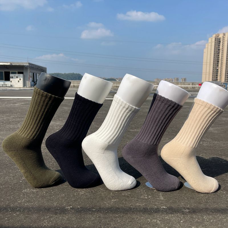 Thick grain mid-calf cotton socks trendy basketball European and American street Harajuku towel thickened sports skateboard stockings wholesale