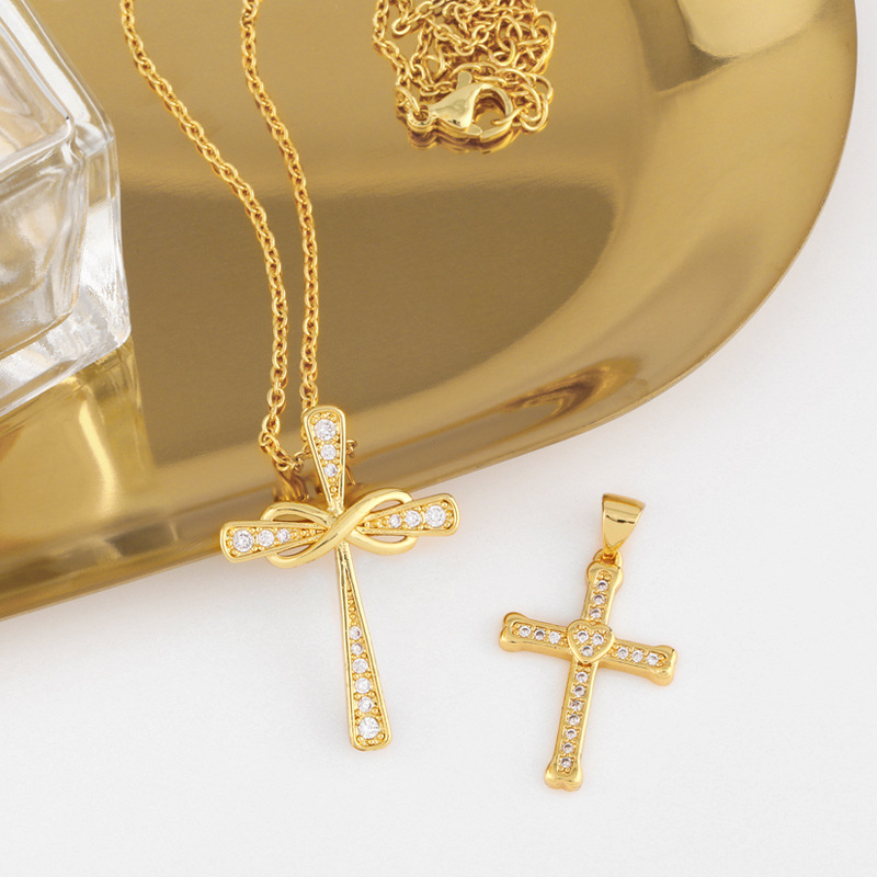 Fashion Heart-shaped Cross Necklace display picture 7