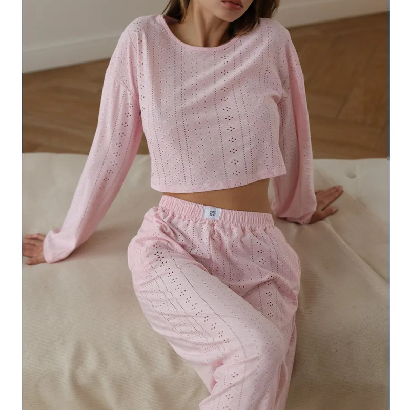 Skin-Friendly and Comfortable Home Wear Set, Cross-Border Women's Pajamas, Long-Sleeved and Long-Pants Sleepwear Skin-Friendly and Comfortable Home Wear Set, Cross-Border Women's Pajamas, Long-Sleeved and Long-Pants Sleepwear