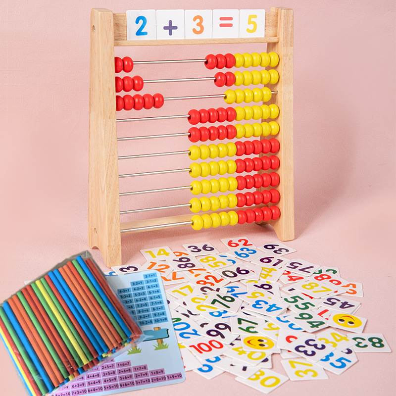 Marco de cálculo de 10 velocidades de dos colores, iluminación numérico, aritmética, ábaco para bebé, calculadora para niños, suma y resta matemática, artefacto