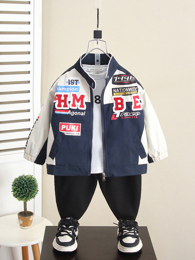 6248 Ropa de otoño para niños Chaqueta de motocicleta de moda 2025 Nuevo bebé Niños Primavera y otoño Chaqueta coreana Top