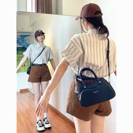 夏季复古法式条纹衬衫女外穿短袖上衣女洋气夏天薄款百搭宽松衬衣