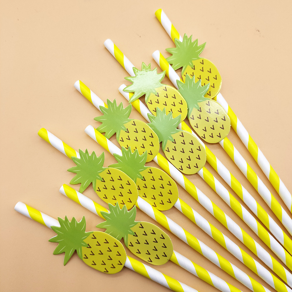 Internet celebridad paja desechable degradable papel paja piña tarjeta paja decorativa postre bar boda paja