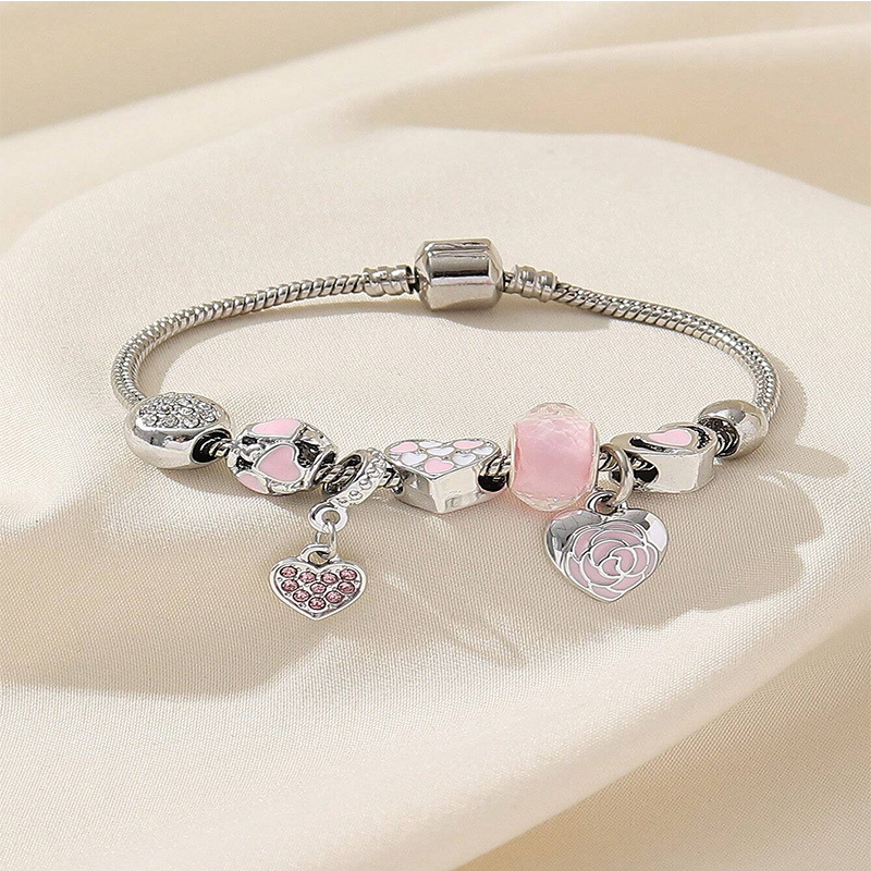 Panjia pulsera Dora DIY cuentas explosivas transfronterizas amor accesorios de goteo de aleación colgante de diamante adhesivo pulsera de cadena de cobre image 1