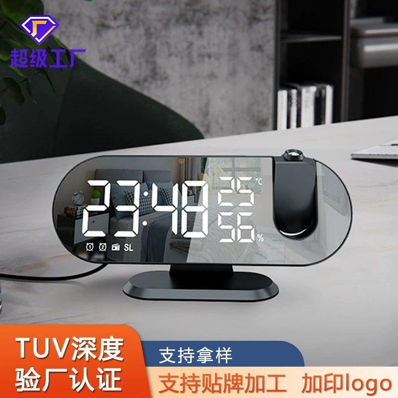 Новая Современная Температура и влажность FM-радио светящиеся домашние проекционные часы творческий большой экран зеркало цифровой будильник