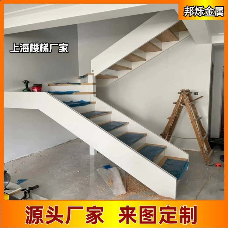 Шанхай Лестница Оптовая Крытый Дуплекс Лестница Углеродистая сталь Сварка Лестница Вилла Бытовая боковая стальная конструкция поручни