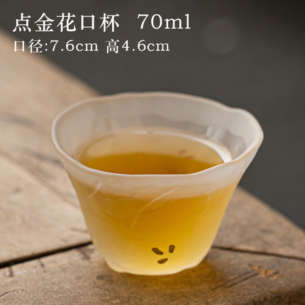 Taza maestra de vidrio hecha a mano taza pequeña taza de té de Kung Fu de vidrio único juego de té de una sola taza engrosada japonesa taza de té de nieve temprana tapa