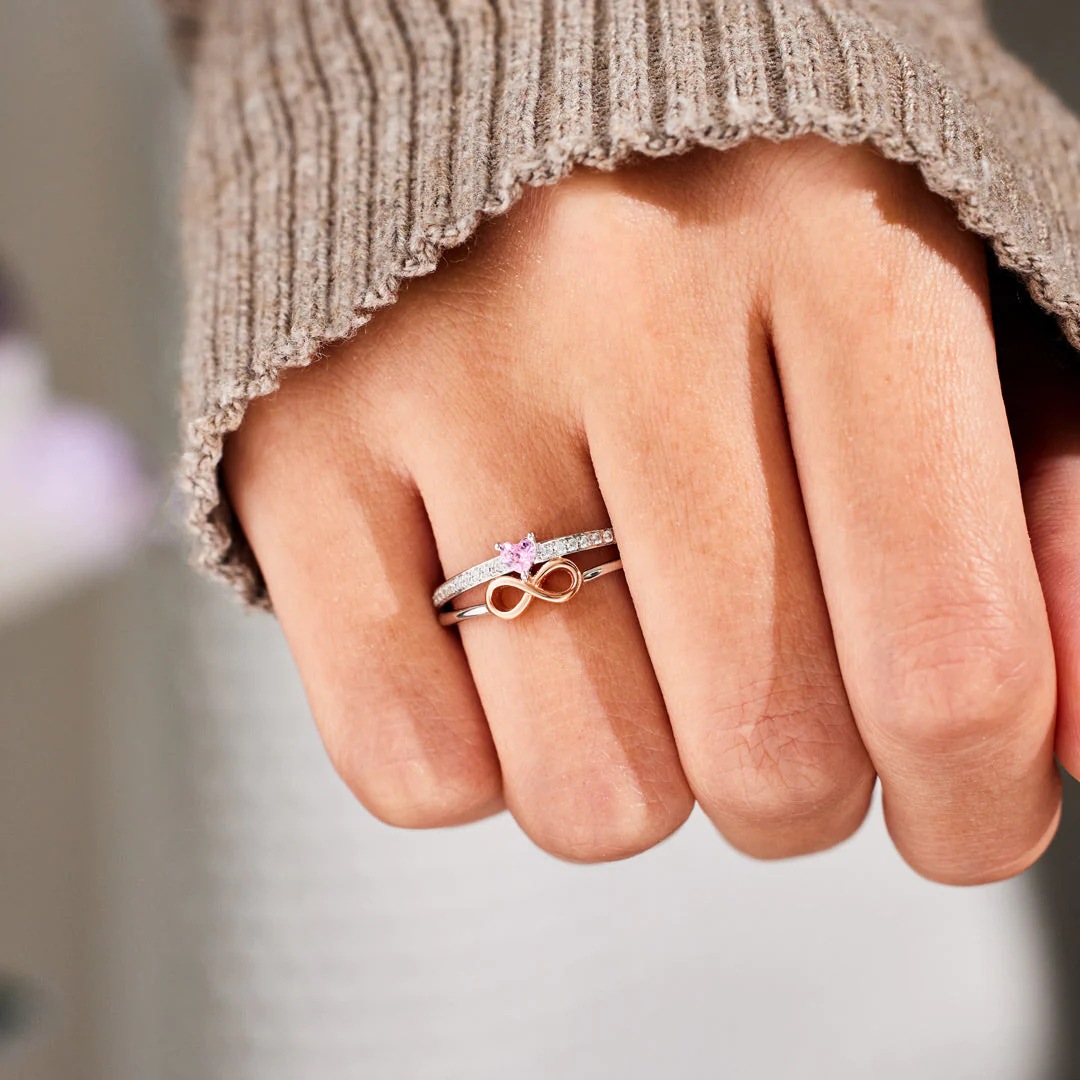 Rings Classification 1 Piece Quantity Daily, Honeymoon Occasion 925 Sterling Silver Material Infinity, Heart Shape Pattern 925 Sterling Silver Zircon Infinity Heart Shape Rings