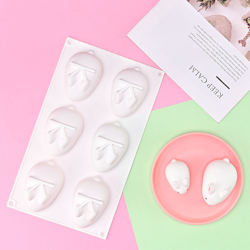 DIY cartoon 6 even rabbit silicone cake mold Mousse chocolate drip pudding pot baking tools