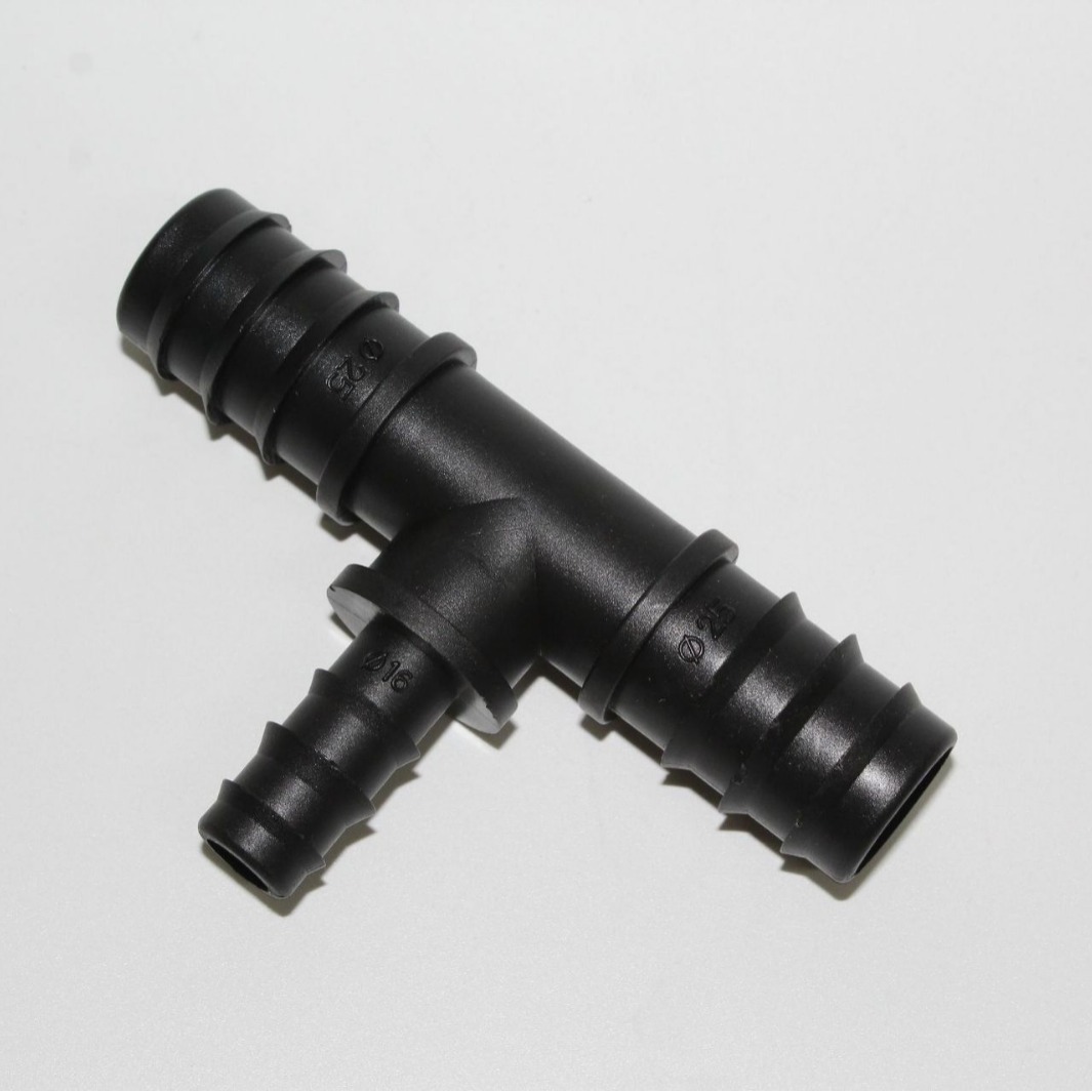 Nuevo material 25PE tubo a 16PE tubo reducción de diámetro de tres vías invernadero micro-spray riego por goteo conector 6 accesorios de tubería ramificada