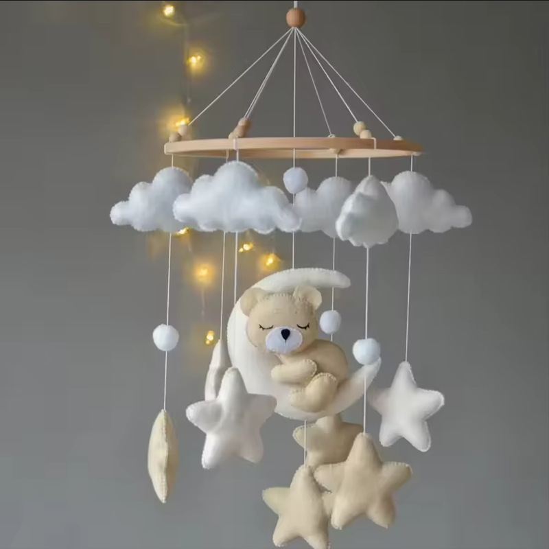 Transfronterizo amazónica nórdica felt animal cama campana colgar decoración cama bebé bebé conductor ojos campana cama