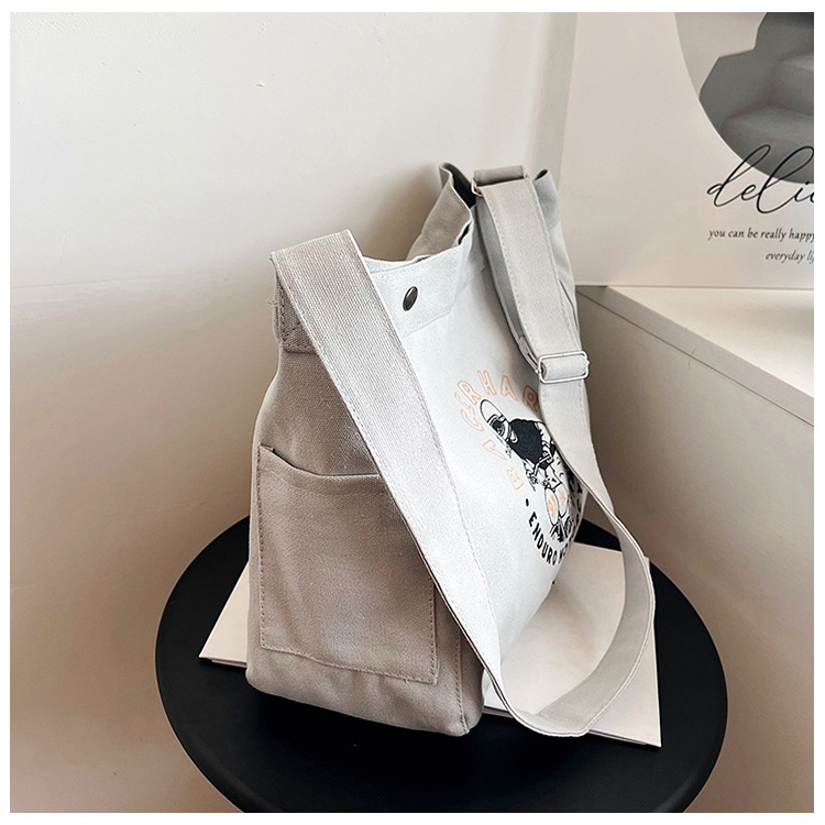 Wholesale large-capacity casual commuting women's single-shoulder bags, Korean-style trendy and fashionable handbags, LOGO printed canvas bags undefined