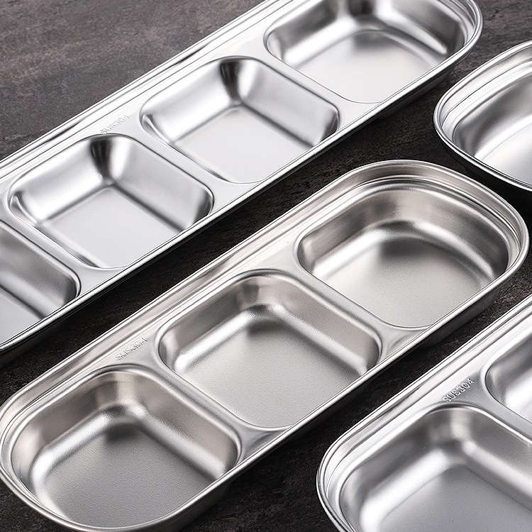 Source hair shipping days Korean 4-grid 5-grid hot pot seasoning plate commercial sauce dish Korean-style 304 stainless steel taste plate