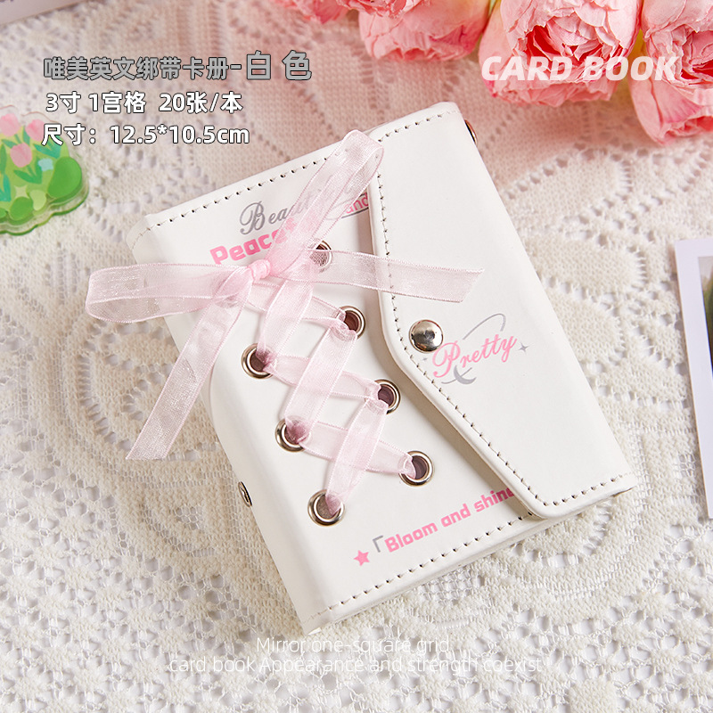 Hermoso estilo de cinta en inglés, un libro de tarjetas de cuadrícula, libro de almacenamiento de tarjetas pequeñas de celebridades de alto valor, álbum de fotos Polaroid, álbum conmemorativo