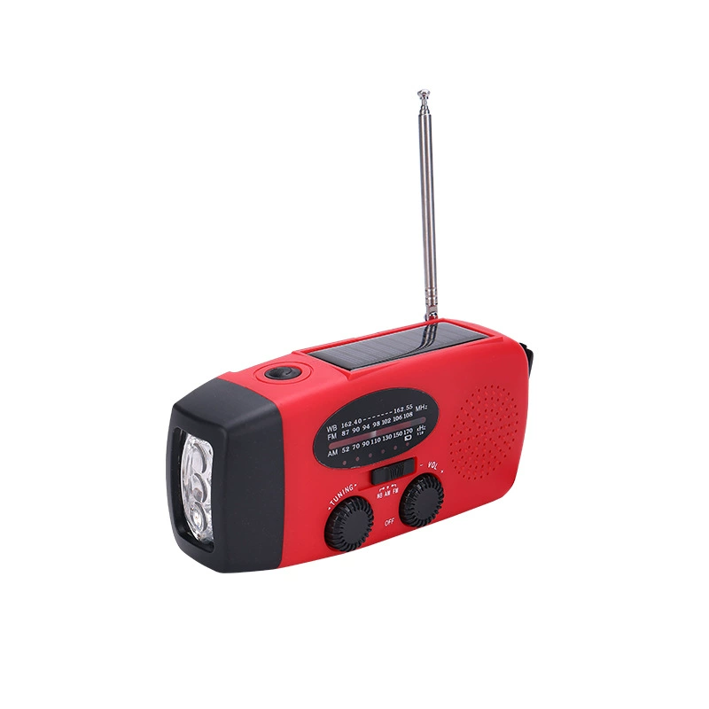 Amazon продает 5000mah солнечной энергии ручной работы многофункциональный аварийный радио фонарик