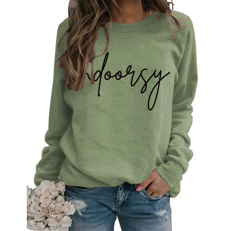 Indoorsy en stock Jersey cuello redondo europeo y americano Top manga larga impresa suelta simple suéter transfronterizo Comercio exterior al por mayor