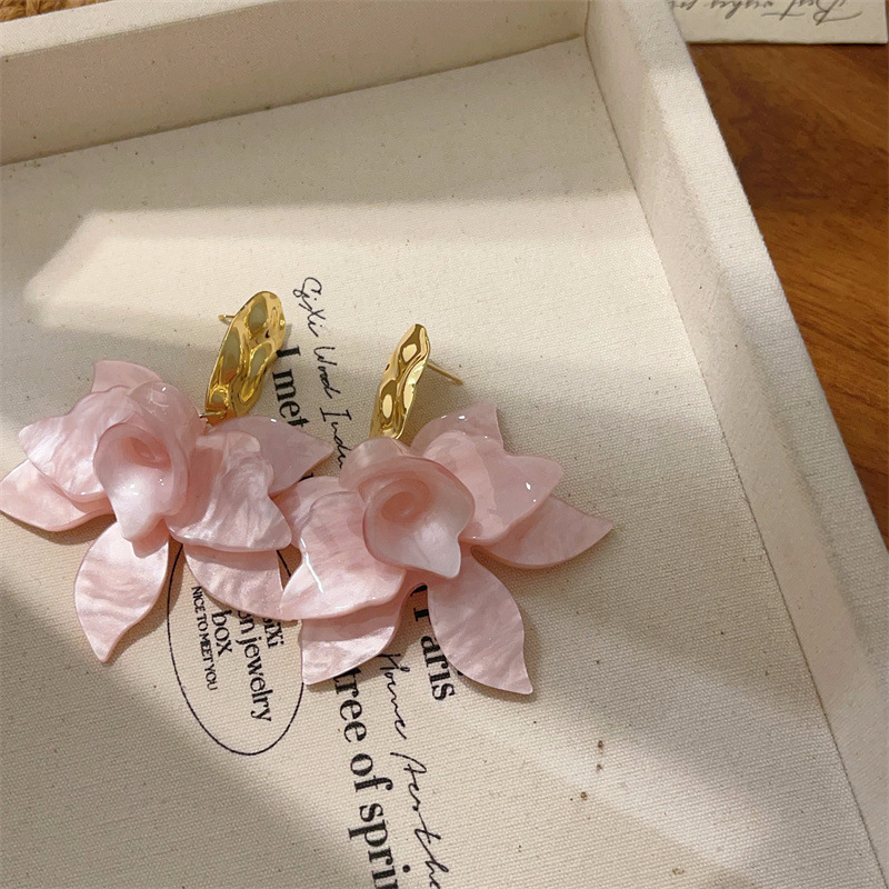 E3038 벚꽃 핑크 - 물결 귀걸이