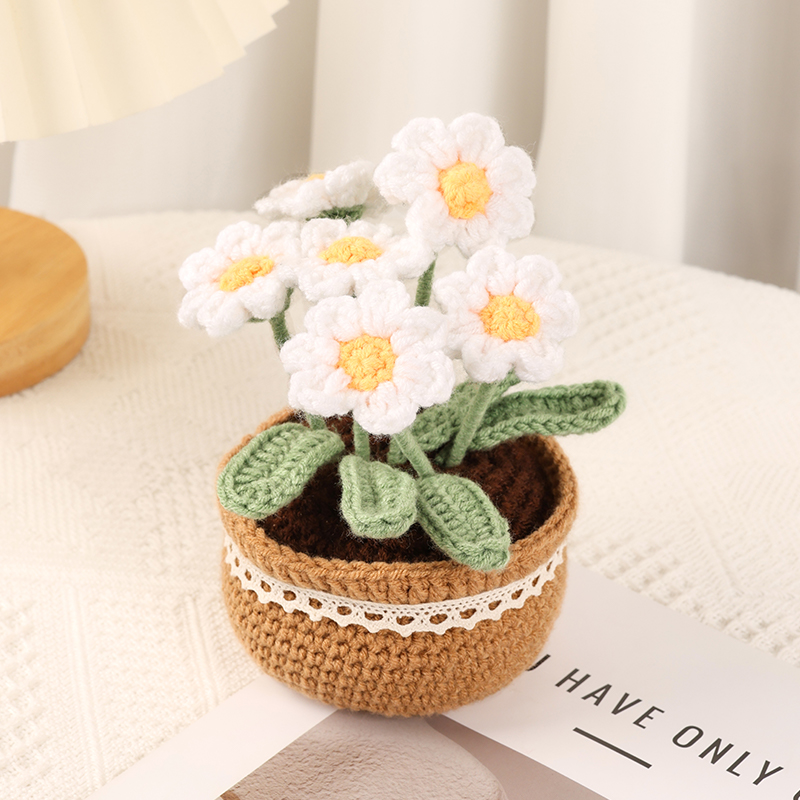 Manual DIY tejido material de crochet girasol hilo de lana casero regalo ramo de lana tejido