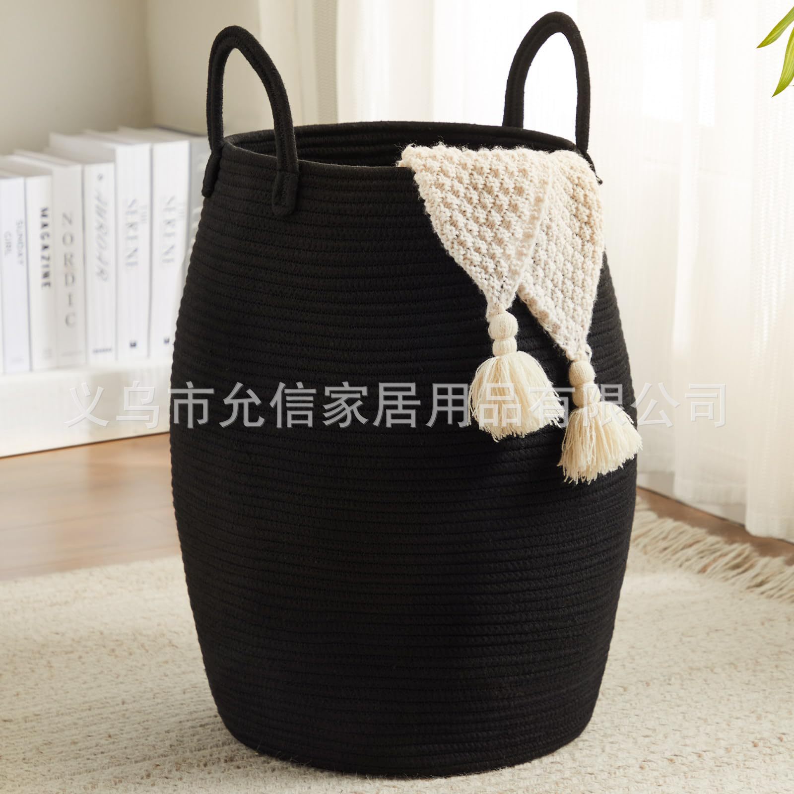 Cesta cuerda algodón ropa sucia organizador lavandería almacenamiento