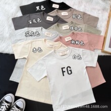 潮牌ESSENTIALS童装中大童短袖T恤字母男女童镭射反光高街童短袖