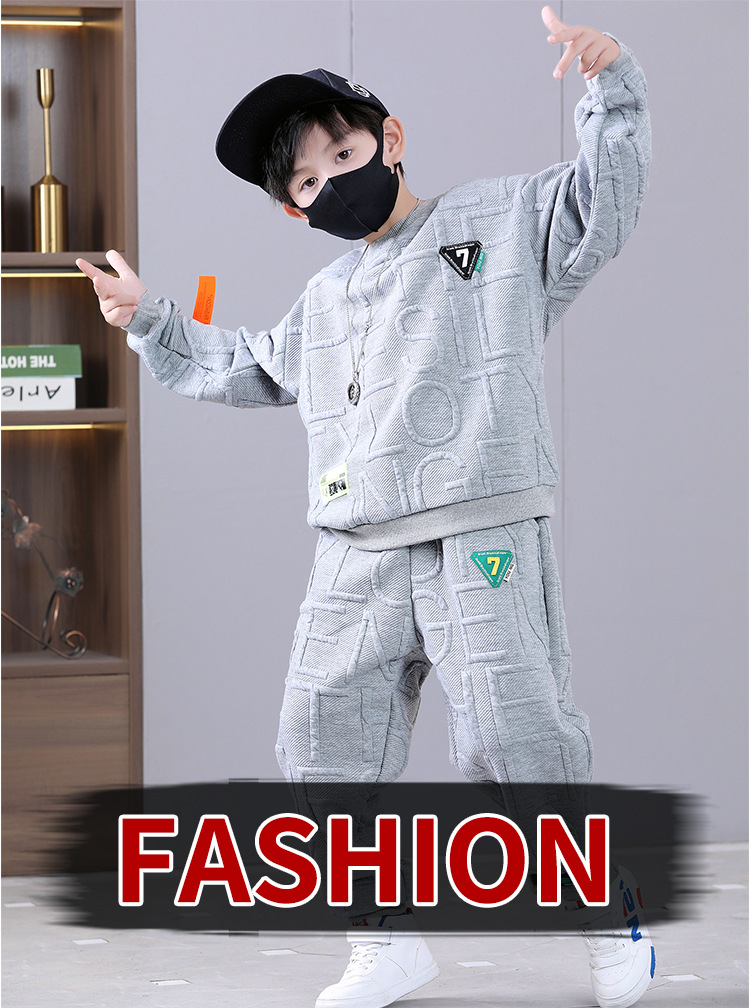 Tenue d'automne pour garçons, ensemble deux pièces à capuche et vêtements de sport tendance pour enfants, nouveau printemps de rue explosif pour grands garçons 2023_voghion.com