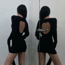 特价 RO性感辣妹长袖针织衫露背羊毛毛衣连衣裙