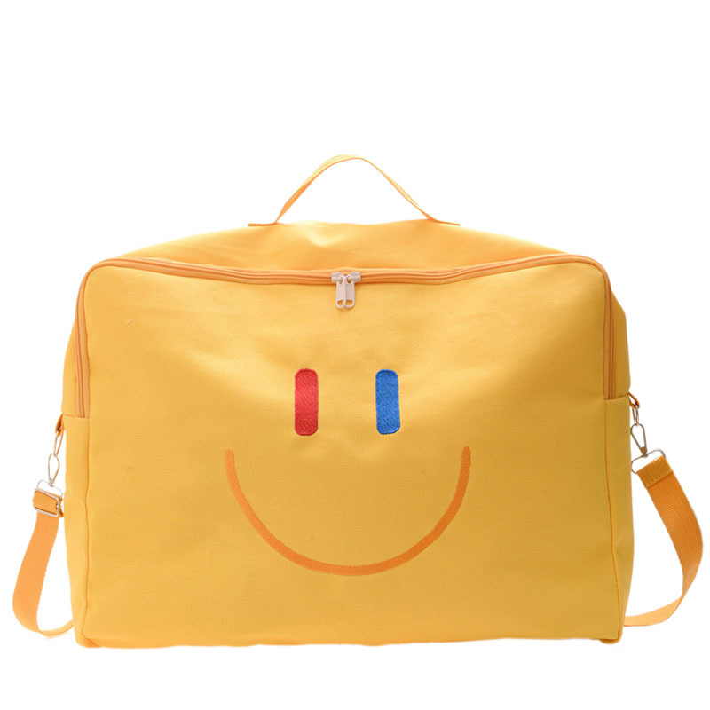 Large Capacity Canvas Travel Bag Korean Children Messenger Bag Smiley Shoulder Bag Kindergarten Quilt Storage Bag Wholesale