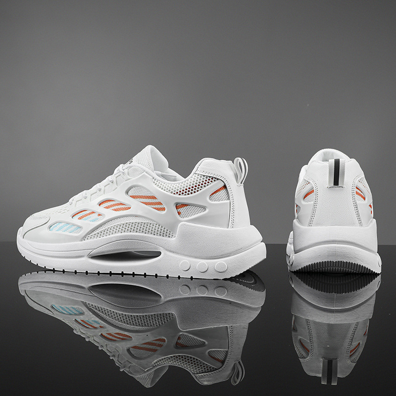 Low-Price Running Shoes for Men, Trendy White Shoes, Bow Sole Cushioning Running Shoes, Korean Style Comfortable Sports Dad Shoes Low-Price Running Shoes for Men, Trendy White Shoes, Bow Sole Cushioning Running Shoes, Korean Style Comfortable Sports Dad Shoes