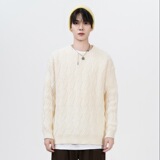 2026秋季新款青少年宽松圆领长袖针织衫运动风格透气罗纹底摆，男装针织衫/毛衣，星座614