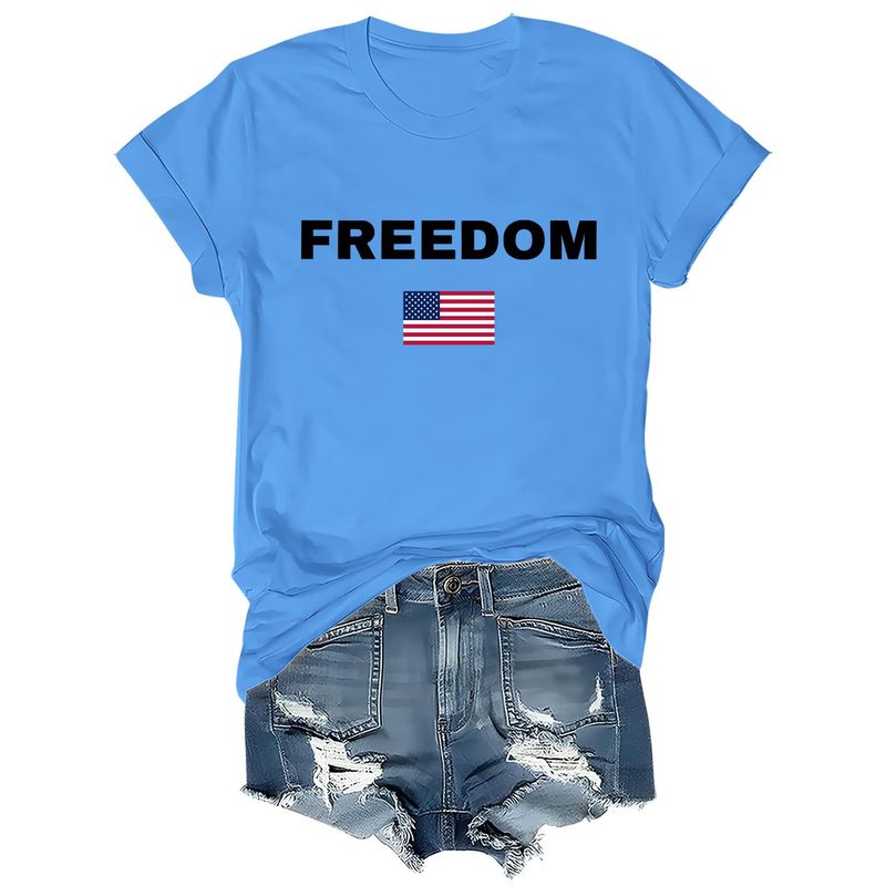 2025年新作 欧米向け輸出 レディーストップス インターネット越境EC アマゾン 国旗プリント コットンTシャツ|undefined