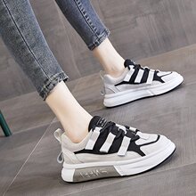 小白鞋子女2022新品松糕软底拼色女鞋时尚设计中学生运动休闲鞋女