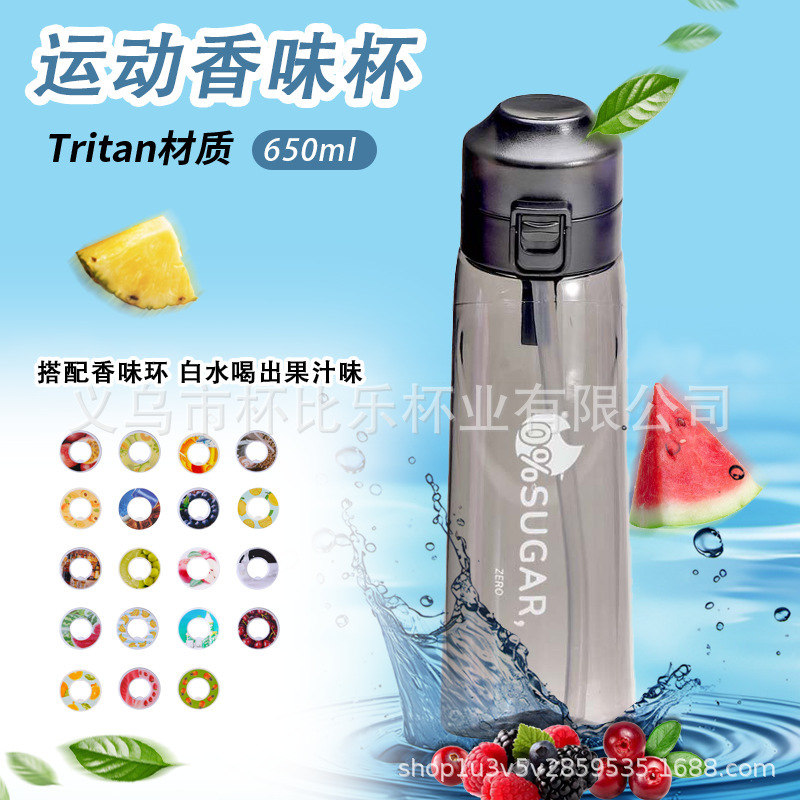 跨境爆款豆荚气味环太空杯萃香水果香味环0糖0卡Tritan耐高温水杯|undefined