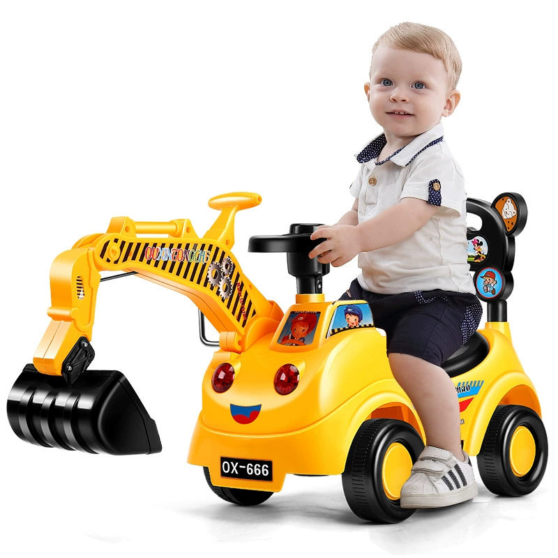 Детский экскаватор-каталка 1–6 лет музыка и свет