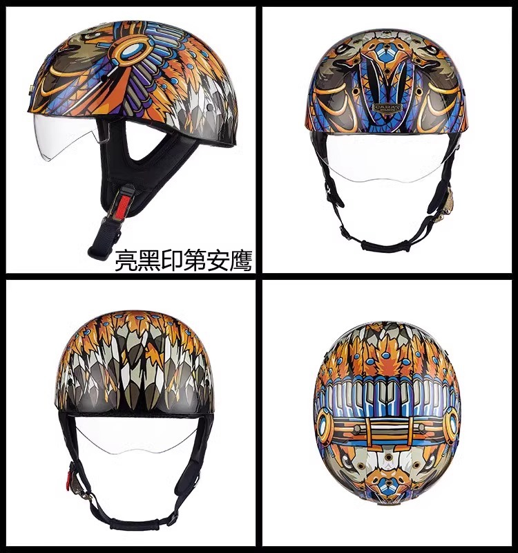 Motorcycle Summer Retro Half Helmet Breathable Cruising Helmet Electric Vehicle Ultra-Light Unisex Helmet 3C Certified