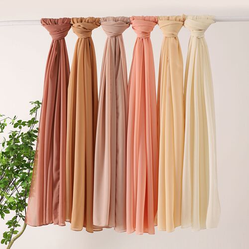 Export Trade Live Single Color Pearl Chiffon Long Scarf Hijab Malay Veil Hui Ethnic Headscarf Middle East African Headscarf 