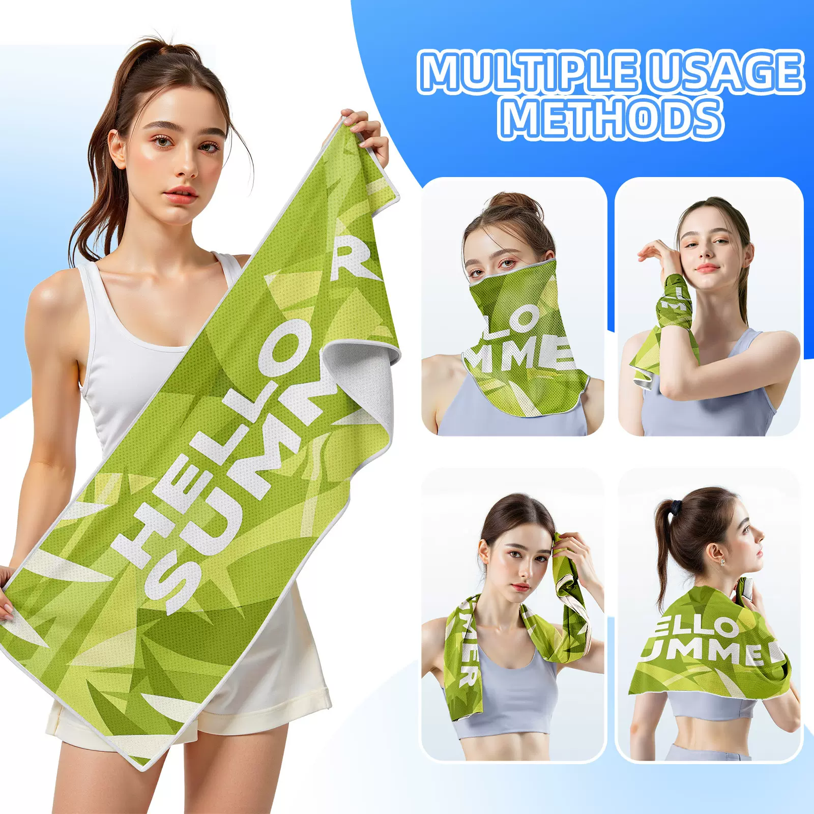 【凉感技术】亚马逊印花速干冰凉巾冷感运动毛巾户外跑步骑行装备