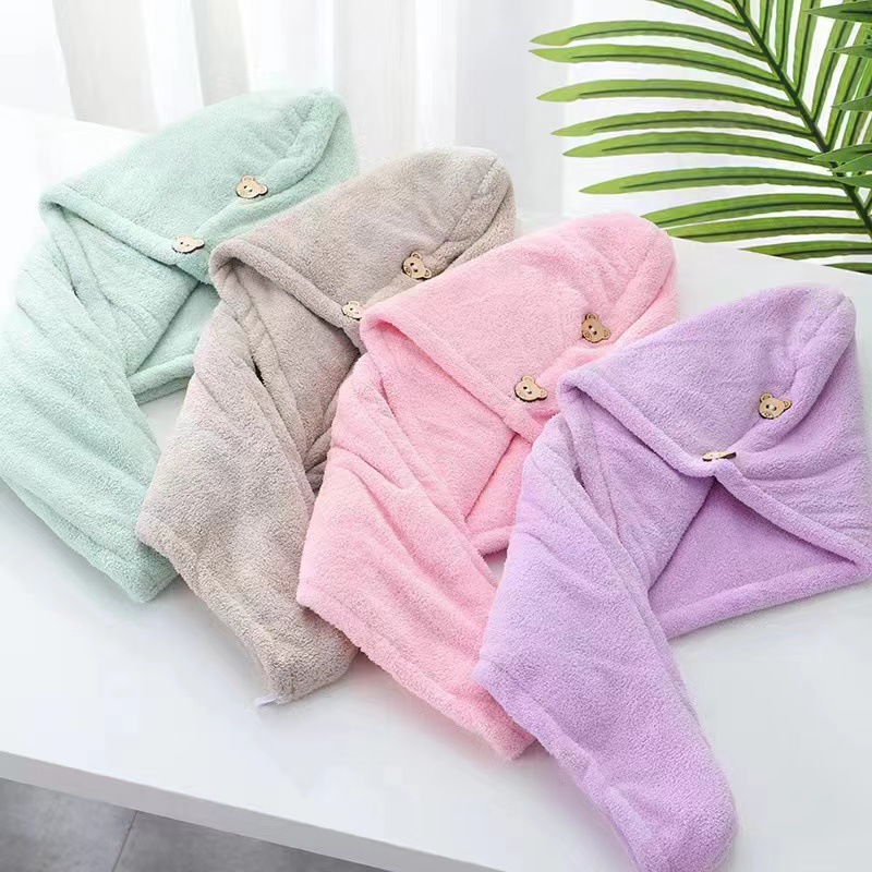 素色干發帽珊瑚絨干發巾三角巾柔軟吸水加厚包頭巾廠家批發