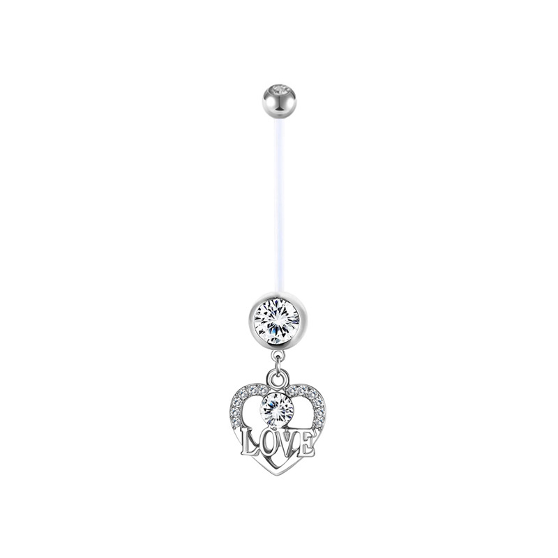 Piercing de nombril de grossesse avec sequins acryliques et tige uv_voghion.com