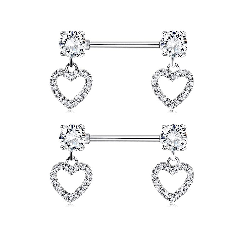 Stainless Steel Butterfly Breast Ring Pink Love Heart Nipple Barbell Peach Heart Piercing Jewelry Wholesale detail image 12