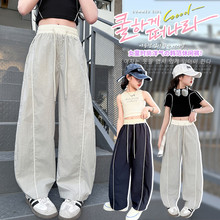 女童裤子夏薄款2026新款夏季儿童夏装女大童运动裤宽松直筒休闲裤