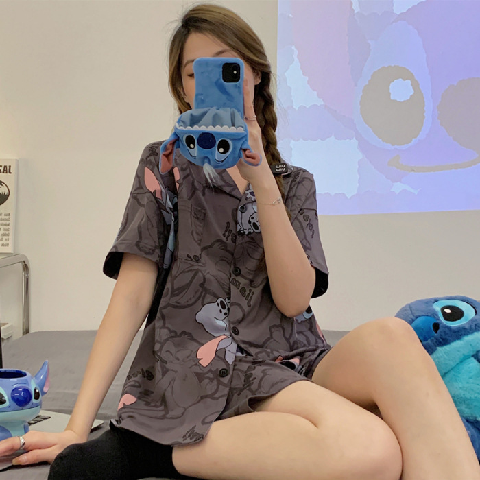 Celebridad en línea ins estilo Corea del Sur pijamas de dibujos animados verano de las mujeres Mickey pantalones cortos de manga corta de alto grado lindo traje homewear