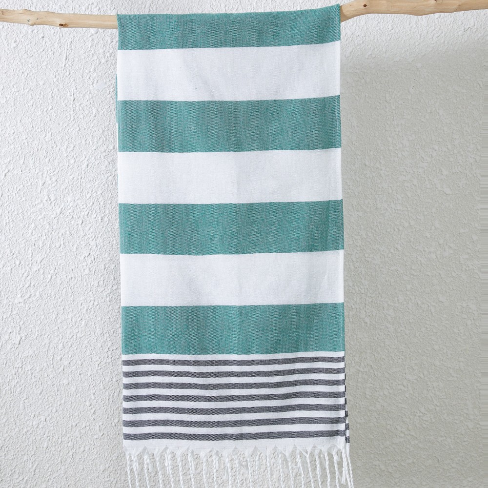 Toalla turca de algodón teñido en hilo, manta de playa de secado rápido con rayas