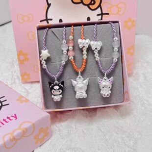 Kuromi Necklace for Children and Girls Pendant Pure Silver 999 Kitty Cat Live Group Purchase Trending Hot Item Factory Direct Sale