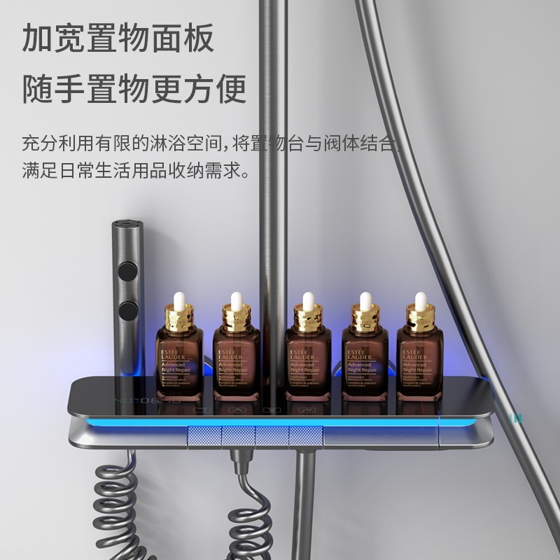 Armas de luz de atmósfera gris pantalla digital ducha de temperatura constante conjunto de ducha de baño de cobre doméstico fábrica directa